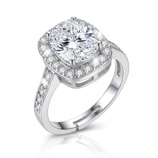 Shipkala Ornaments adjustable round zircon solitaire ring for women and girls