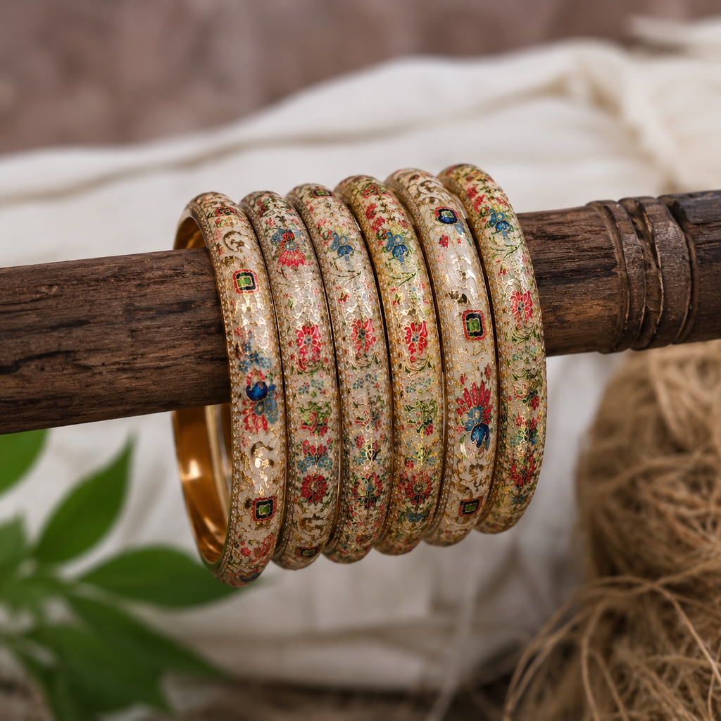 Royal Handmade Meenakari Lac Bangles Set for Women – Traditional Rajasthani Elephant Design Bridal Chudi | Ethnic Wedding & Festive Jewellery | Shilpakala Ornaments