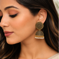 Shilpakala Ornaments Gold Plated Floral Pearl Jhumka Earrings