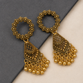 Golden Floral Charm Jhumka Earrings