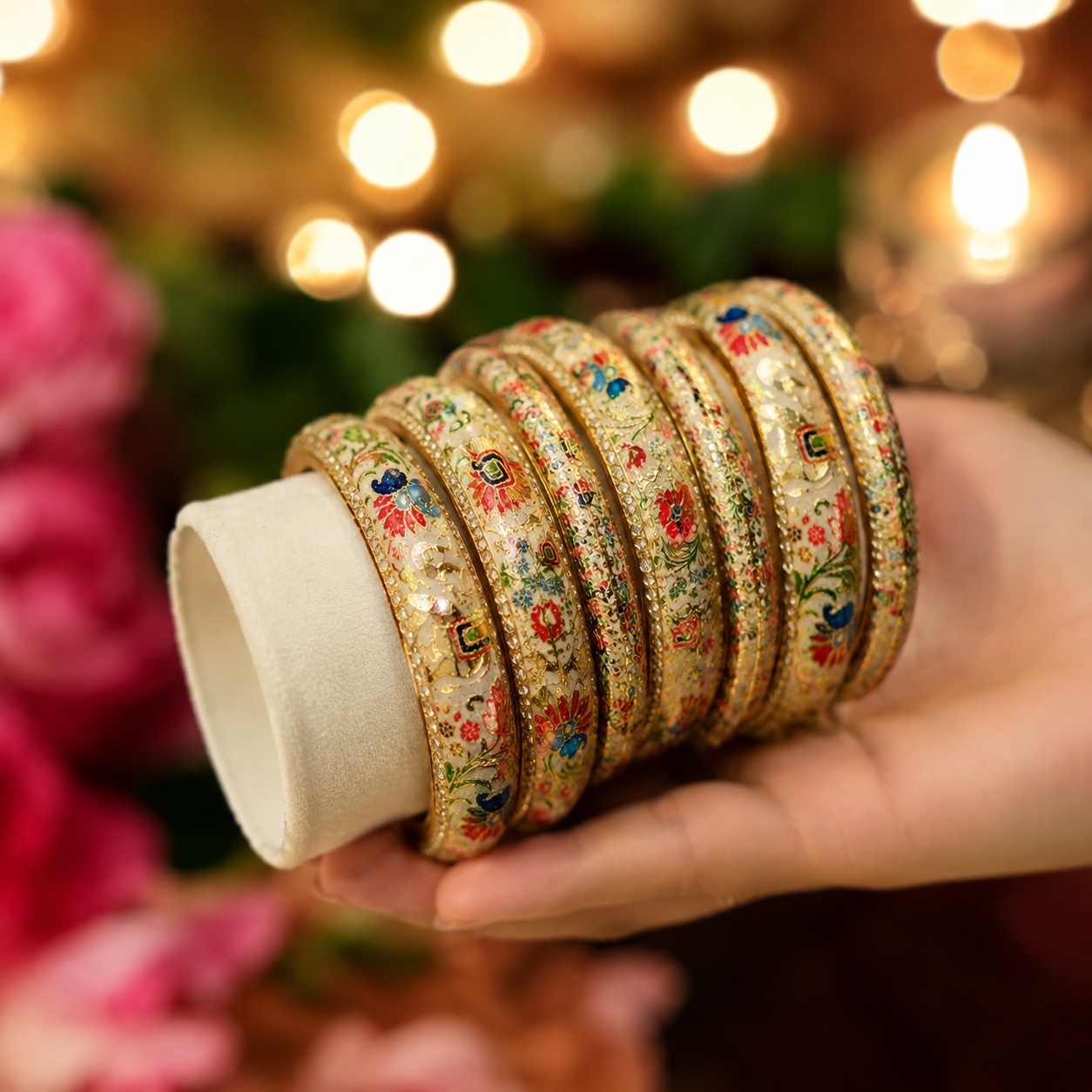 Royal Handmade Meenakari Lac Bangles Set for Women – Traditional Rajasthani Elephant Design Bridal Chudi | Ethnic Wedding & Festive Jewellery | Shilpakala Ornaments
